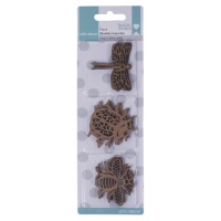 Houten figuren van insectensilhouetten van 4 cm - Artis decor - 9 stuks
