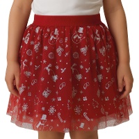 Rode tutu rok met kinderkerstfiguren - 30 cm