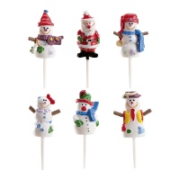 Sneeuwpoppen en Kerstman Picks in diverse uitvoeringen van 3,5 cm - 72 stuks