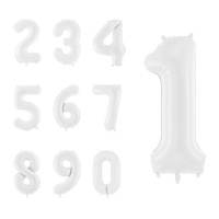 Wit nummerballon van 86 cm - PartyDeco - 1 stuk