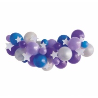Slingerguirlande van gemengde paarse ballonnen met sterren - 36 stuks