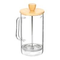 Theepot van 600 ml met borosilicaat plunjer en bamboe deksel