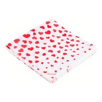 Papieren servetten met rode hartjes 16,5 x 16,5 cm - 12 stuks