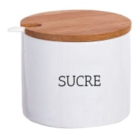 Suikerpot met bamboe deksel en ronde Sucre lepel