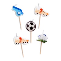 Voetbalkaarsen met bal en doel - 5 stuks