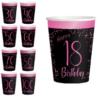 Elegant Pink Bekers met nummers van 250 ml - 8 stuks