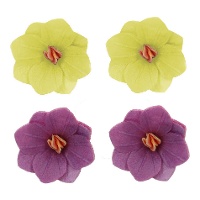 Hortensia bloemenwafels in paars en geel van 3,7 cm - FunCakes - 18 stuks