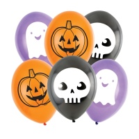 Halloween figuur latex ballonnen in diverse kleuren - 6 stuks