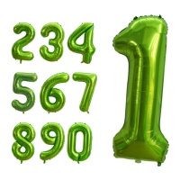 Levend groen nummer ballon van 1m - 1 stuk