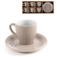 Koffiekop van 100 ml met beige bladeren - 6-delig