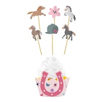 Paardenthema cupcake wrappers - 6 stuks