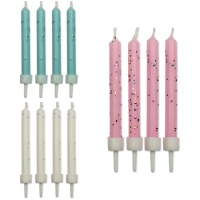 Gekleurde kaarsen met glitter van 6,2 cm - PME - 10 stuks