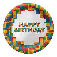 Platos de Lego Happy Birthday de 18 cm - 8 unidades