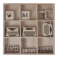 Uitgestanste houten figuren van greeting - Artis decor - 45 stuks