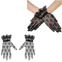 Korte handschoenen met zwarte kruisen van 22 cm