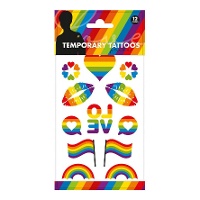 Assortiment van Pride tijdelijke tatoeages - 1 vel