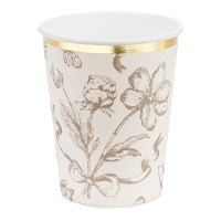 Vasos de 220 ml de flores Vintage - 6 unidades