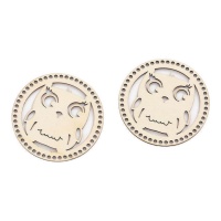 Houten cirkelvormige figuren met een uil van 9 cm - 2 stuks