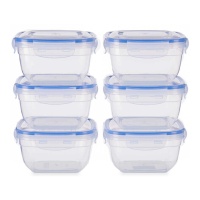 Plastic Tupper van 0,9 L - 6 stuks