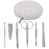 Vichy lila rond manicureset - 6 stuks