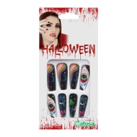 Kunstnagels met kleurrijke decoraties - 12 stuks