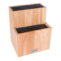 Houten messenblok van rubberhout met twee niveaus, 22,5 x 18,5 x 15 cm - Arcos