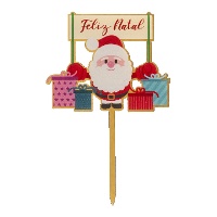 Goudkleurige taarttopper 'Feliz Natal' - 10,4 x 16 cm