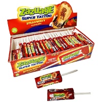 Kauwbare aardbeilolly met tatoeage, 10 g - 50 stuks