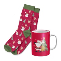 Cadeauset met mok en Kerstman rode kerstsokken