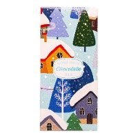 Doos voor chocoladereep met kerstlandschap 16 x 7,5 x 2,5 cm - 5 stuks