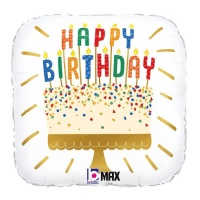 32 cm vierkante 'Happy Birthday' ballon - Grabo