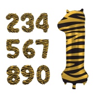 Golden Tiger nummerballon van 86 cm - Folat - 1 stuk