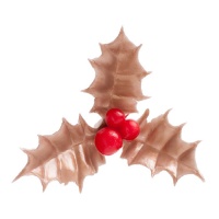 Taarttopper van 5 cm gouden kerst-hulstbladeren - Dekora - 72 stuks