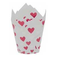 Tulpenvormige papieren muffinvormpjes voor Valentijn - Azucren - 50 stuks