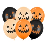 Halloween latex ballonnen met oranje pompoenen van 30 cm - 6 stuks