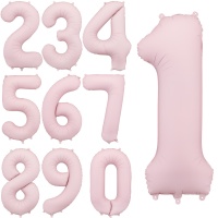 Lichtroze nummerballon van 86 cm - PartyDeco - 1 stuk