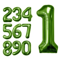 Metallic groen nummerballon van 1 m - 1 stuk