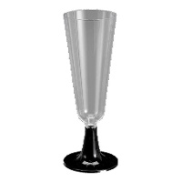 Plastic beker van 150 ml met zwarte voet - 50 stuks