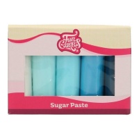 Set van fondant in 5 blauwe kleuren van 500 gr - FunCakes
