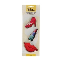 Schoen-, lippenstift- en lipvormige uitstekers - Wilton - 3 stuks