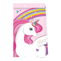 Roze eenhoorn papieren zakjes - 4 stuks