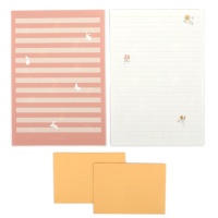 Briefpapier met enveloppen met konijnen en bloemen - 6 stuks