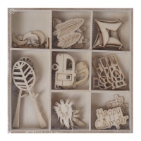 Houten gestanste kampeerfiguren - Artis decor - 55 stuks