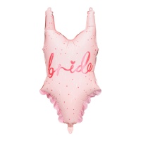 Roze bruidssilhouet ballon van 46 x 76 cm - PartyDeco