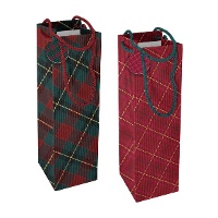 Kerst Tartan Wijntas 33 x 12 x 10 cm - 1 stuk