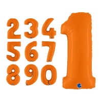 Matte oranje nummerballon van 71 cm - Grabo - 1 stuk