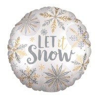 Ronde sneeuwvlok ballon met de boodschap Let it snow van 45 cm - Anagram