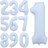 86 cm Mistig Blauwe Nummer Ballon - PartyDeco - 1 Stuk