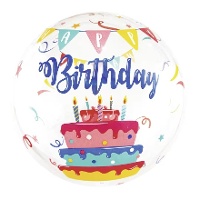 Doorzichtige 'Happy Birthday' taartballon