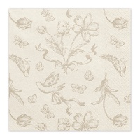 Vintage bloemenservetten 16,5 x 16,5 cm - 12 stuks